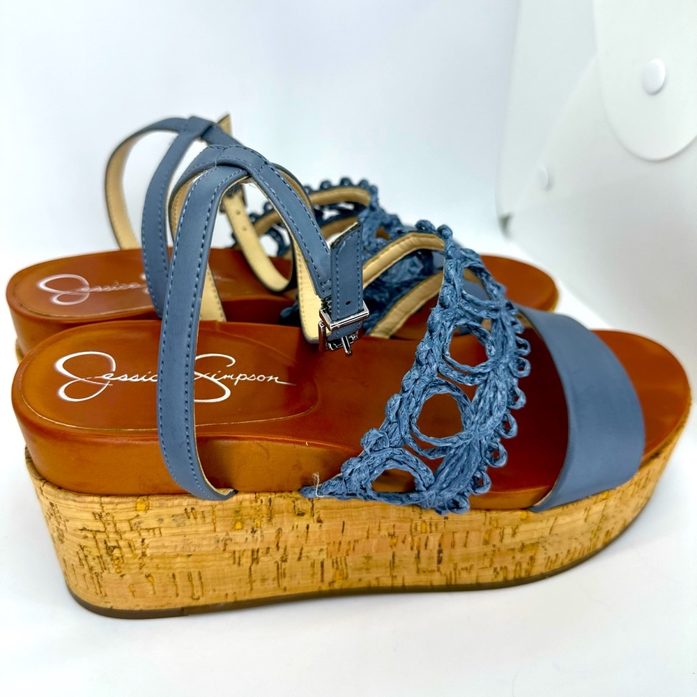 JESSICA SIMPSON CALLRI WEDGE SANDAL Blue Size 8.5